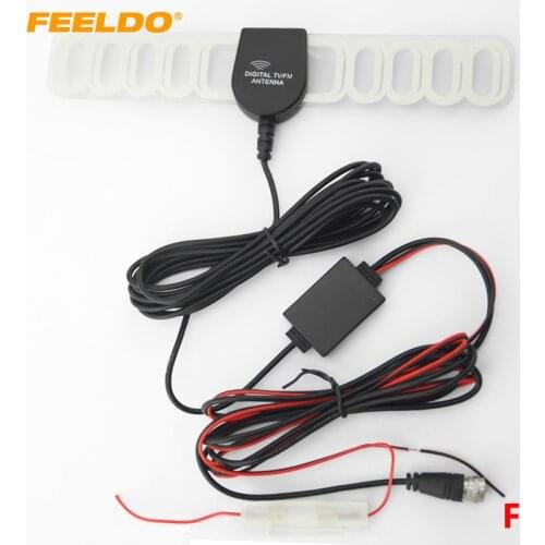 FEELDO 1Set Car F Connector Active DVB-T TV Antenna Aerial With Built-in Amplifier #AM951
