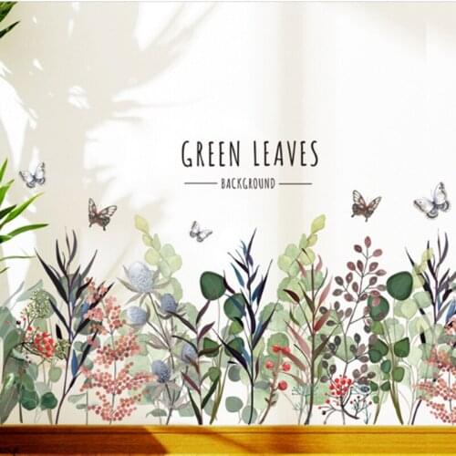 Green Leaves background Wall stickers for Bedroom Kids Room Sofa TV Removable Wall Decals Art Murals Home Decor
