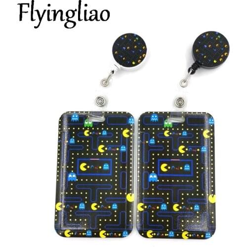 Funny Cartoon Game Cartoon Cute Credit Card Holder Lanyard Women Men Kid Student Retractable Badge Reel ID Name Bus Clips Card