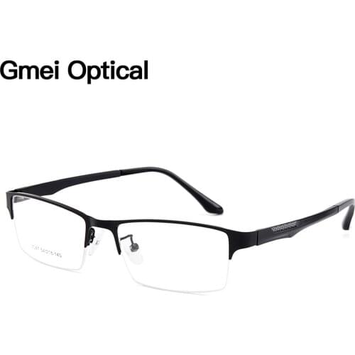 Gmei Optical Men Semi-Rimless Titanium Alloy Glasses Frames for Men Eyewears Flexible Legs IP Electroplating Spectacles Y7047