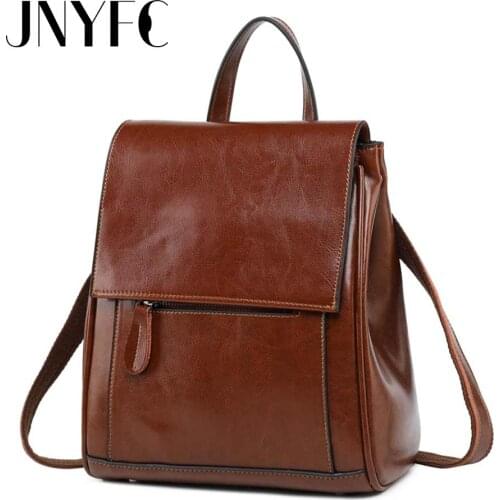 JNYFC New Women Fashion Backpacks Big Bag Satchel Real Soft High Quality Split Leather Brown Green Black