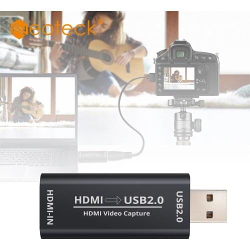 Neoteck 1080p Video Capture Card USB 2.0 HDMI Video Grabber Record Box for Computer Youtube OBS Live Streaming Broadcast Capture