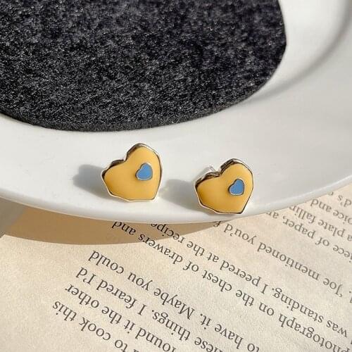 Korean Sweet Girl Heart-shaped Stud Earrings Elegant Simple Female Wedding Earrings Accessories Cute Party Jewelry Gift