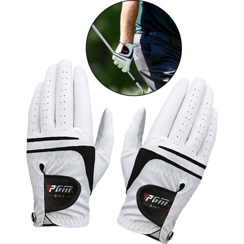 Leather Golf Gloves Mens Left Right Hand Soft Breathable Golf Gloves with Ball Marker Sports Mittens Golf Accessories