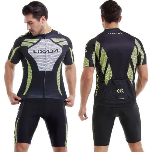 Lixada Cycling Jersey Cycling Clothing Men set Breathable Short Sleeve Cycling Jersey Padded Short Summer Cycling Clothing