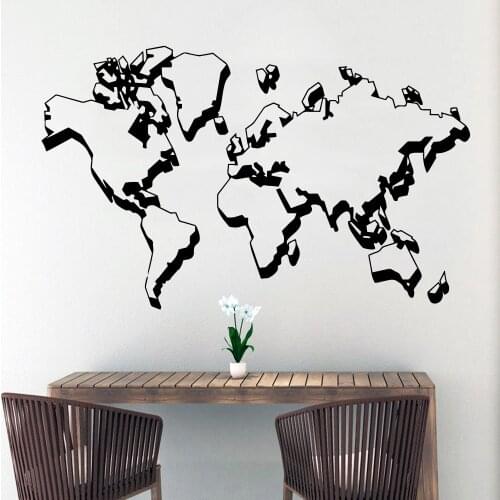 Cartoon world map Wall Stickers Modern Fashion Wall Sticker For Kids Room Decoration Wall Art Decal