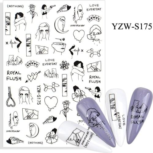 Cartoon nail art sticker Graffiti flowers fruit lover girls heart printing self glue slider nail decal FW094