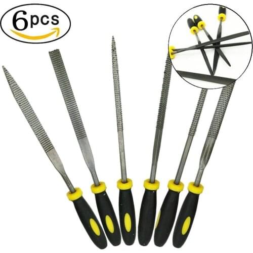 6p 5x180mm Mini Diamond Needle File Set Includes Flat Flat Warding Square Triangular Round and Half-Round File
