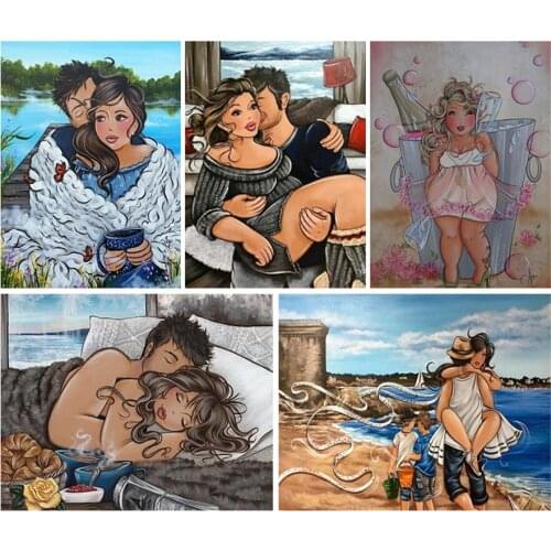 Yumeart 5D DIY Diamond Painting by Number "Fat lady" Embroidery Cross Stitch,Couples Mosaic Picture Paintings by numbers Easter