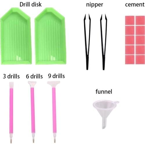 24-Piece set of Diamond Painting Tools Point Drill Pen Tweezers Diamond Storage Masonry Painting Tool Set