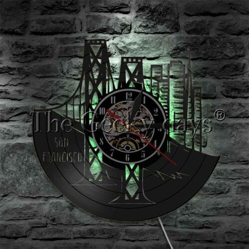 San Francisco Wall Lighting Decor Skyline Bay Area Golden Gate Bridge California Led Lamp Cityscape Wall Art Clock