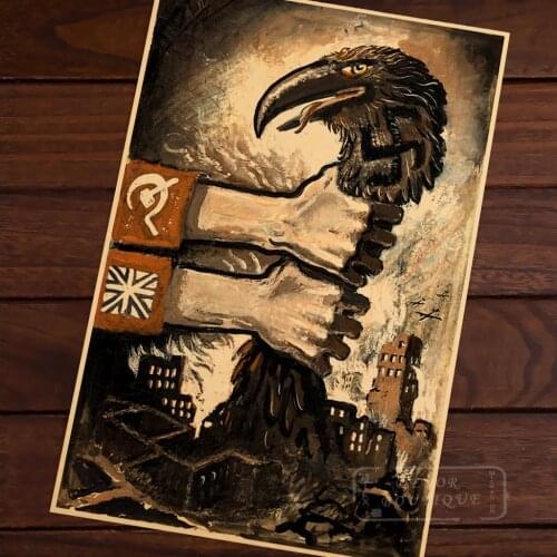 Nip German eagle throat Soviet ally British WW2 propaganda Vintage Decorative Poster DIY Wall Canvas Stickers Posters Home Decor