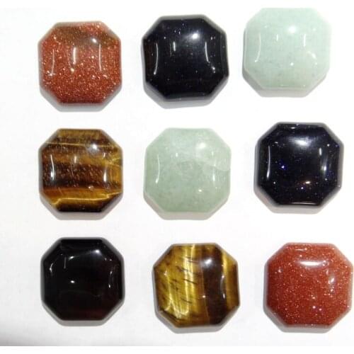 Wholesale 30Pcs/lot natural tiger eye stone square mixed charm 18x18mm cabochon beads jewelry for making Ring accessories