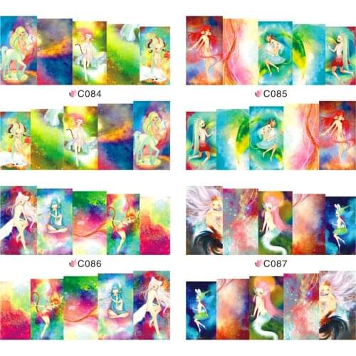 4 PACKS / LOT Nail Art Water Transfers Stickers Nail Decals Stickers Water Decal Flowers Fish Butterfly Fruit C084-C107