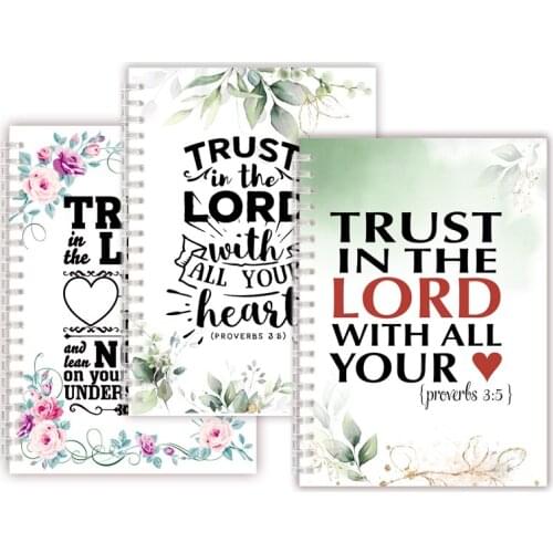 Proverbs 3:5-6 - Trust in the Lord with All Your Heart - Spiral Notebook Scripture Faith Quote Note Book Journal Christian Gift