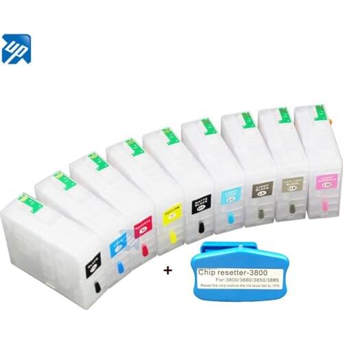 9pcs empty Refillable Ink Cartridges For epson PRO3880 pro 3880 with auto reset chip 80ml T5801