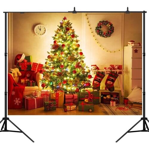 Lyavshi Christmas Photography Backdrop Tree Xmas Stocking Garland Background family Party Kids Portrait Shooting Studio Props