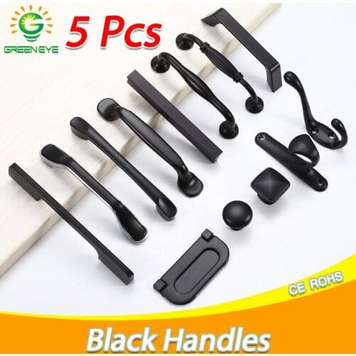 5Pcs Black Handles for Furniture Cabinet Knobs and Drawer Knobs Cabinet Pulls Cupboard Handles Knobs and Kitchen Handles