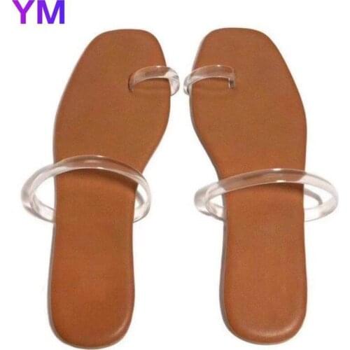 Summer PVC Womens Sandals Clear Shoes Female Beach Flat Heels Toe Set Ladies Sandals Zapatillas Casa Mujer Sapato Feminino 43