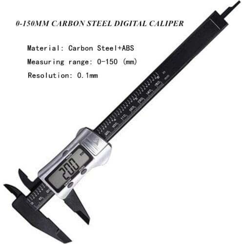 0-150mm Carbon Steel Digital Caliper LCD Vernier Caliper Electronic Micrometer Ruler Depth Pitch Measuring Tool Gauge Instrument