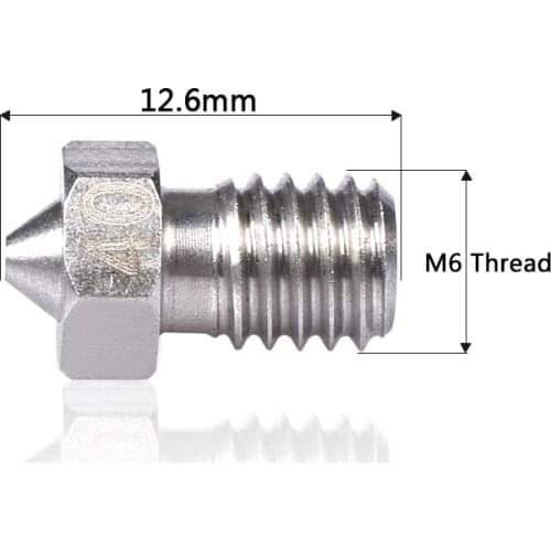 10PCS V6 Stainless Steel Nozzle M6 Thread 0.25MM 0.4MM 0.8MM For 1.75MM 3MM 3D V5 V6 Extruder For 3D Printer Parts