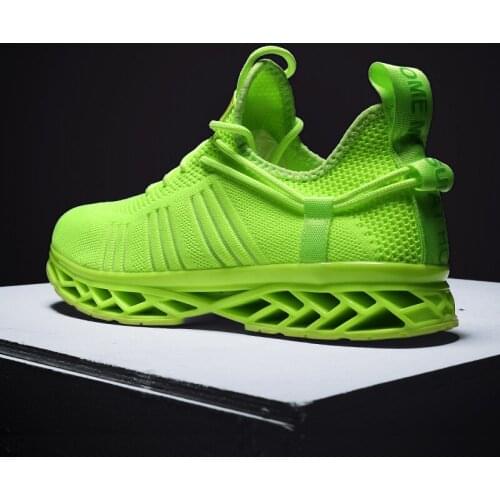 Stylish Men Running Shoes Light Blade Walking Sneakers Flying Woven Mans Footwear 2020 Hot Sale Outdoor Sporty Sport Shoe Green