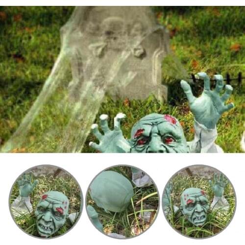 Fabric 1 Set Great Skeleton Head Bone Model with Hands Ground Insert Halloween Skeleton Decor Realistic for Garden