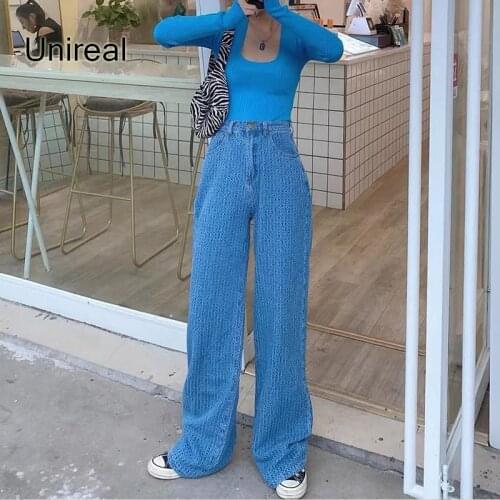 Широкие джинсы Unireal China At AliExpress