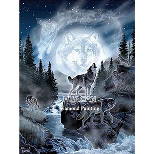 Wolf Animal Printed Water-Soluble Canvas 11CT Cross-Stitch Embroidery Kit DMC Threads Craft Needlework Handmade Stamped
