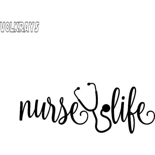 Volkrays Personality Car Sticker Nurse Life Stethoscope Accessories Reflective Waterproof Vinyl Decal Black/Silver,4cm*13cm