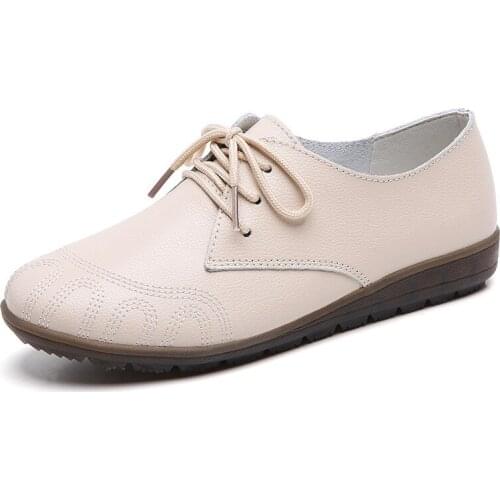 Women flats genuine leather shoes female fashion casual comfortable women shoes solid lace-up summer shoes woman ladies shoes