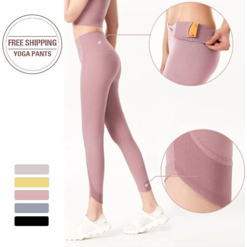 Women Sports Workout Yoga Pants Pocket Leggings Running Fitness High Elastic Waist Solid Skinny Stretch Capris Gym Leggin 2020