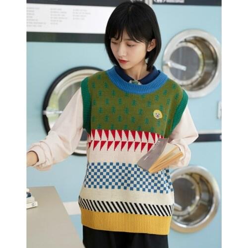 2021 Autumn Vest Sweater Korean Women Sleeveless Knitted O-Neck All-match Jumpers Female Knit Pullover Simple Leisure Outwear