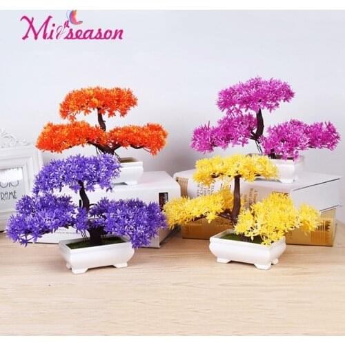 1pc 3 Branch Christams Tree Sakura Bonsai Simulation Wedding Decorative Artificial Flowers Fake Pot Plants Ornaments Home Decor