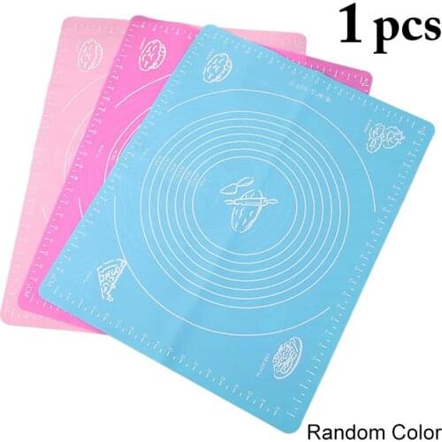 1pc Kitchen Pastry Mat Silicone Non Stick Baking Pad Cooking Mat With Measurement DIY Baking Tools Accessories Random Color
