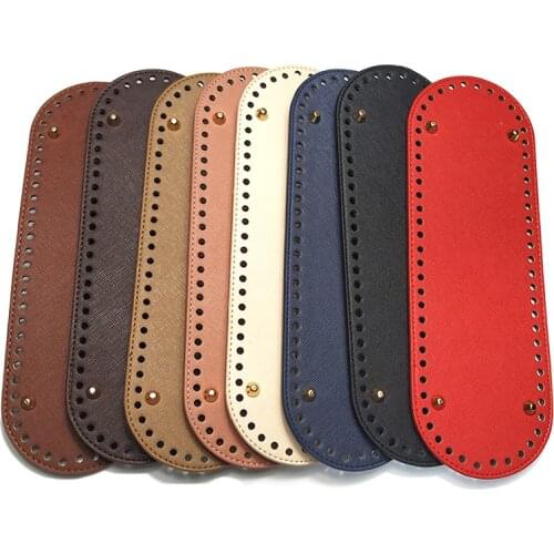 1PC Oval Long Bottom for Knitted Bag PU leather Bag Accessories Handmade Bottom With 64 holes DIY Crochet Bag Bottom