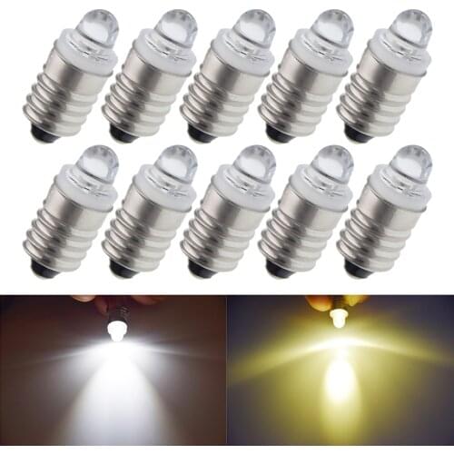 10Pcs E10 LED Flashlight Bulb Lamp 3V 12V 1447 Screw LED Light Lamp Replacement Flashlight Torch Bulbs