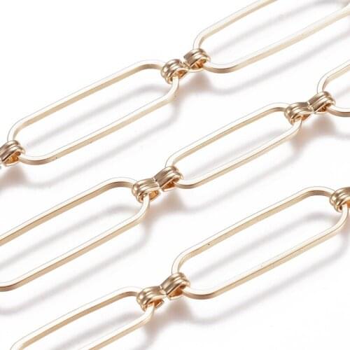 10 yards/roll Soldered Handmade Brass Link Chains with Spool Golden for Jewelry Making DIY Accessories Oval: 25.2x8x1.2mm