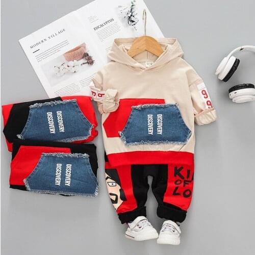 0-4 years 100% Cotton boy girl clothing set 2020 new spring active cartoon casual kid suit children baby clothing hoodies+pant