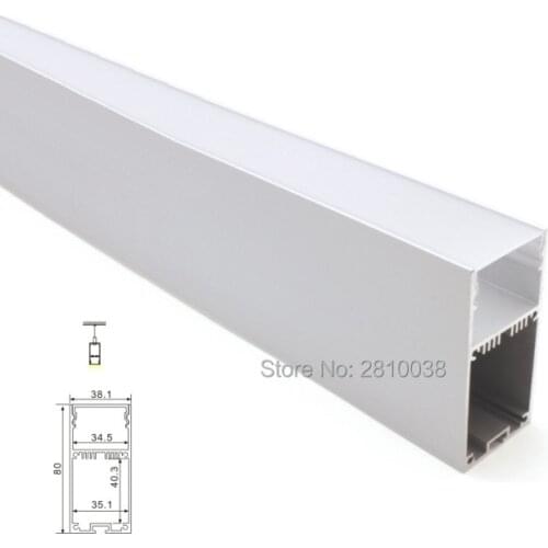 10X 1M Sets/Lot linear light led aluminium profile and 38.1mm wide rectangle led strip profile for hanging or pendant lamp