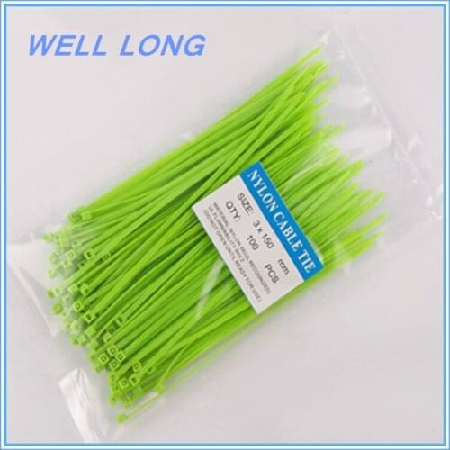 200pcs/lot 3*150mm Fluorescent green Self-Locking Nylon Wire Cable Zip Ties, Cable Ties