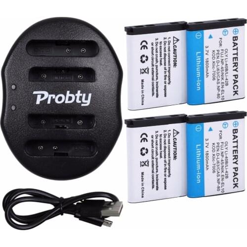 4Pcs Li-40B Li 40B 42B Battery + Dual charger for Olympus Li-42B NP-45 for Nikon EN-EL10 D-Li63 D-Li108 NP-80 CNP80 KLIC-7006