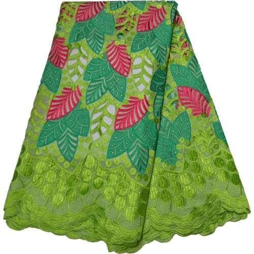 5yards/pc) high quality lemon green African voile lace fabric handcut Swiss cotton lace with embroidery for party dress CLP443