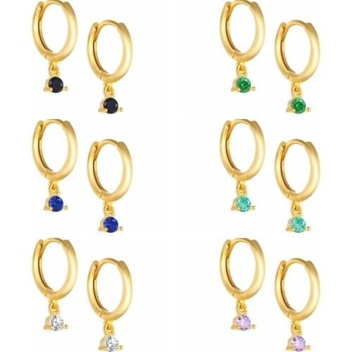 Canner 925 Sterling Silver Hoop Earrings for Women Geometric Color Zircon Piercing Earring Pendientes Minimalist Fine Jewelry