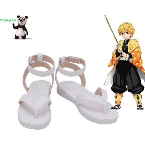 Demon Slayer: Kimetsu No Yaiba Agatsuma Zenitsu White Cosplay Shoes Cosplay Boots CosplayLove For Christmas Halloween