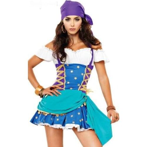 Plus Size Sexy Pirate Costumes Gypsy Costume Exotic Apparel Women Halloween Costume Drop Shipping Fast