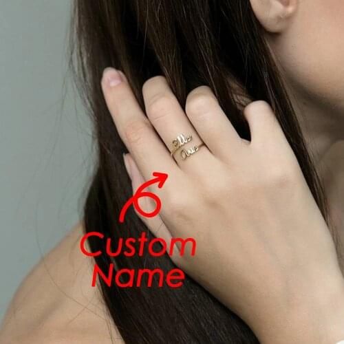 EManco Customized 2 Name Ring for women Gold Personalized Letter 316L Stainless Steel Rings Support wholesal Dropshipping