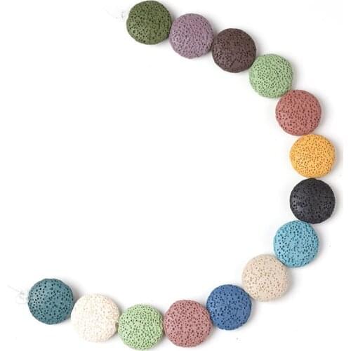 Natural Volcanic Lava Coin Beads For Jewelry Making 20mm 27mm 32mm DIY Accessorries Jewelry Bead For Bracelet Necklace