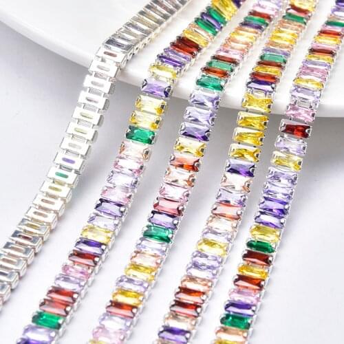 Mixed Color Zircon Chain High-End Shiny Crystal Diamond Electroplating Dense Rhinestone Decoration Trim Sew On Dress Diy Jewelry