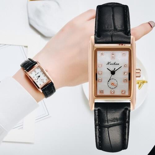Fashion Square Dial Black Leather Quartz Watches For Women Casual Business Sports Dress Clock Ladies Wrist Watch Relogio